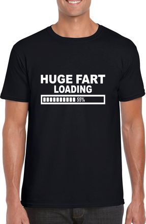 Generic Funny Saying T-Shirt Huge Fart Loading Please Wait Joke Parody Top (UK, Alpha, M, Regular, Regular, Black)