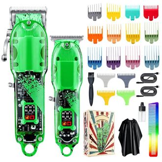 OEM Cortapelos El&eacute;ctrico Inal&aacute;mbrico, Kit De Corte De Pelo Para Hombre Con 16 Peines Gu&iacute;a, Capa De Corte Y Peine Para Uso En Barber&iacute;as Y En Casa