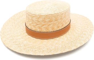 Gucci logo-plaque boater hat - Neutrals