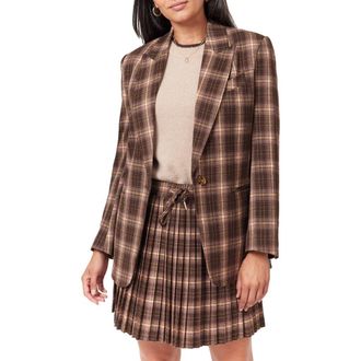 Scotch & Soda Single Breasted Blazer in Brown/Burlwood Plai at Nordstrom Rack, Size Medium