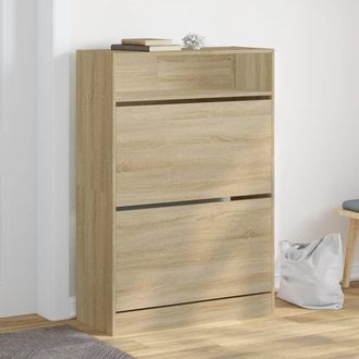 vidaXL Mueble Zapatero 2 Cajones Abatibles Roble Sonoma 80x34x116 Cm Vidaxl