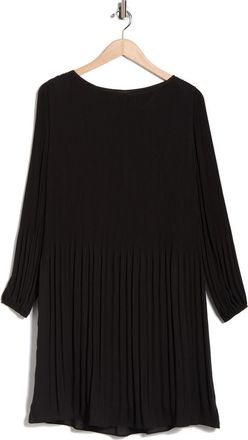 BOSS Dasie Long Sleeve Ribbed Shift Dress in Black at Nordstrom Rack, Size 10