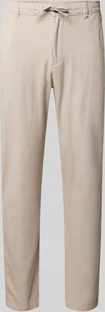 Selected Regular Fit Stoffhose aus Baumwoll-Leinen-Mix in Beige, Gr&ouml;&szlig;e XXL