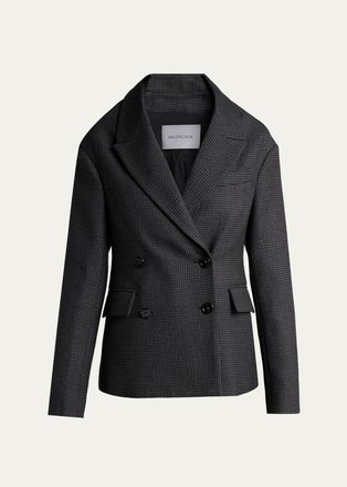 Balenciaga Stola Wool Houndstooth Jacket