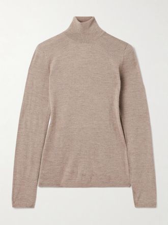 Max Mara Pullover A Collo Alto In Cashmere Meana - Neutri