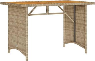 vidaXL Garden Table with Wooden Top Beige 110x68x70 cm Poly Rattan vidaXL