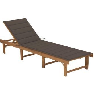 vidaXL Vidaxl Tumbona Plegable Con Coj&iacute;n Madera Maciza De Acacia