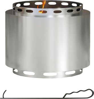 OUTSUNNY 48.5cm Smokeless Wood Burning Firepit Stainless Steel Fire Pit - Silver | TJ Hughes