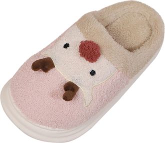 Generic Sock Monkey Slippers for Women Size 9 Womens Spring Autumn and Winter Indoor Non Thick Warm Cute Cotton Plush Big Size Cotton Slippers (Pink, 4.5)