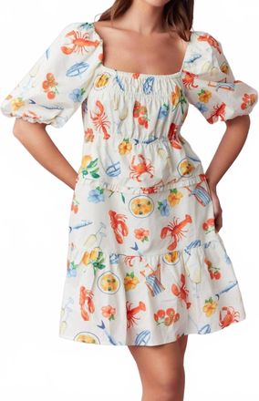 Peach Love California Seaside Social Dress In White Multi