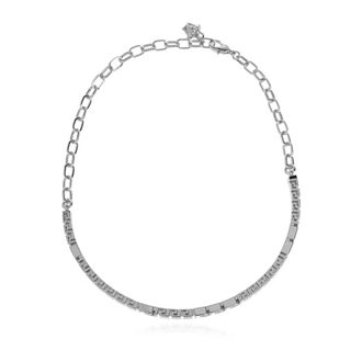 Versace Necklaces, female, Gray, Size: ONE SIZE Short Necklace with a Characteristic Greek Pattern
