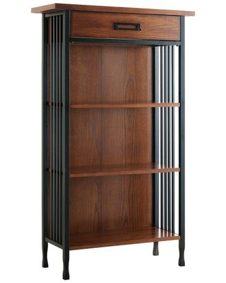 Leick Home Ironcraft Mantel Height Rustic Bookcase With Drawer Storage
