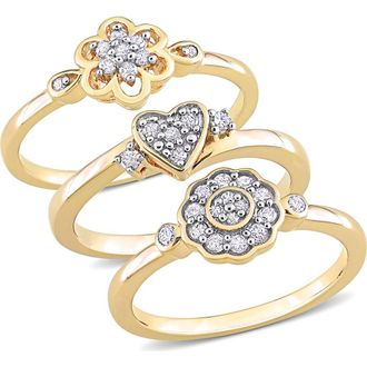 Delmar Set Of 3 Diamond Rings - 0.21ct. in Gold at Nordstrom Rack, Size 9