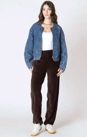 Dex Clothing Quilted Bomber Jacket In Washed Indigo