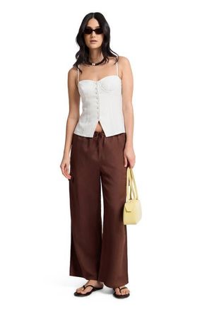 Onia Air Linen Fitted Corset Underwire Top in Egret at Nordstrom, Size 4