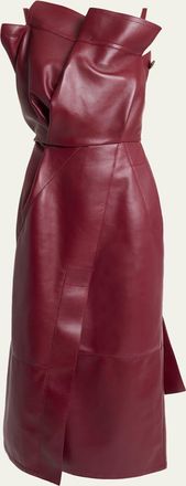 Givenchy Asymmetric Ruffle Leather Midi Dress