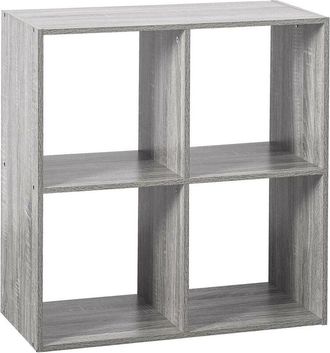Five Estantes De Madera 4 Compartimentos Gris - Gris