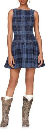 Avec Les Filles Plaid Drop Waist Sleeveless Minidress in Royal Blue Plaid at Nordstrom Rack, Size 14