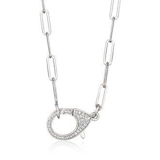 Ross-Simons Italian CZ Oversized Lobster Clasp and Paper Clip Link Necklace in Sterling Silver