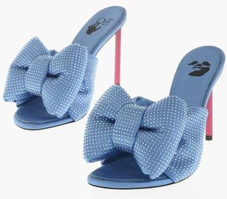Off-white Satin and Rhinestone Mules POP ALLEN with 11cm Maxi Bow size 38