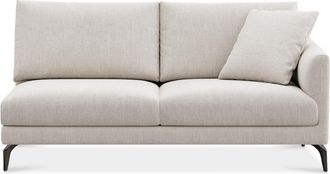 Castlery Lena Right Arm 2 Seater Sofa Customized, Performance Linen Weave, Light Grey, Matte Black Legs, Spill Resistant, Removable Covers for Castlery