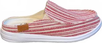 Corkys Footwear Womens Pontoon Canvas Slip On Mule Shoes In Red Stripe