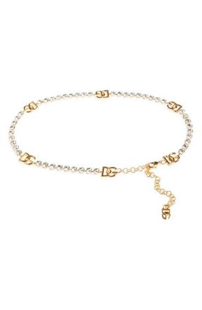 Dolce & Gabbana DG Logo Crystal Chain Belt in Gold at Nordstrom, Size Medium