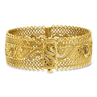 Ross-Simons 18kt Gold Over Sterling Wide Filigree Bangle Bracelet