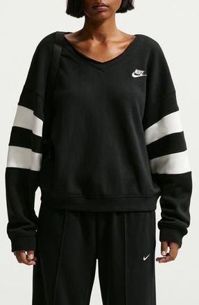 Nike Club Fleece V-Neck Sweatshirt in Black/Sail/Sail at Nordstrom Rack, Size X-Large
