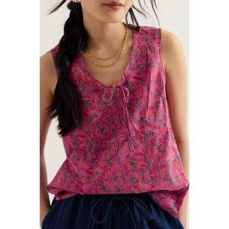 Seasalt Cornwall Cobbs Well Floral Sleeveless Organic Cotton Top in Summer Fronds Crab Claw at Nordstrom, Size 12