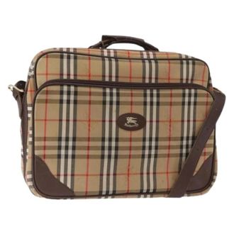 Burberry Pre-owned Boston Bag - Dames - Vintage Schoudertas - Beige - ONE Size - Leer - Vintage
