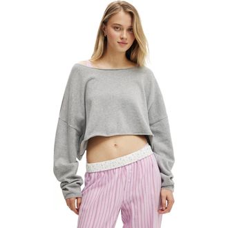 Cotton On Womens Off The Shoulder Cropped Knit in Grey Marle at Nordstrom, Size Xxx-Small