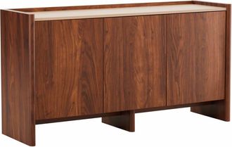 Oviala Aparador moderno rectangular de 3 puertas L140 cm madera oscura