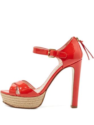 Miu Miu platform cross-strap heeled sandals - Rosso