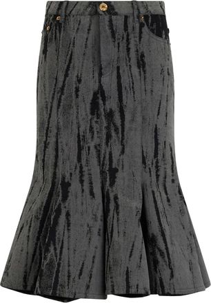 Roberto Cavalli Gonna midi a righe - Nero