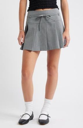 BP. Pleated Belted Plaid Minskirt in Grey Houndstooth at Nordstrom Rack, Size Large
