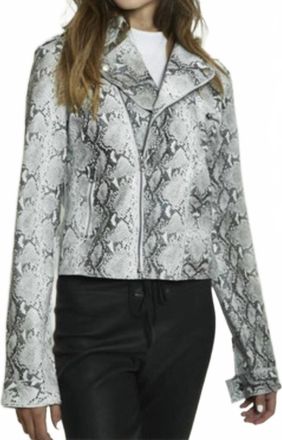 Jakett Animal Print Leather Moto Jacket In Snake