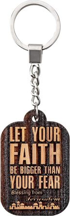 MaMeMi Laser Engraved Olive Wood Faith Keyring