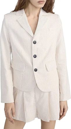 Frame Denim The Striped Smart Blazer In Ecru Multi