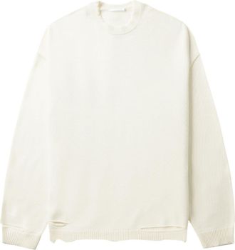 Helmut Lang distressed-effect ribbed jumper - men - Cotton/Other fibres - L - White