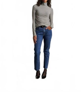 perfectwhitetee Cindy Jersey Turtleneck Top In Stripe