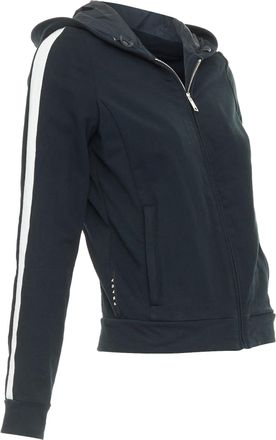 Prada Linea Rossa striped zip front logo cropped hoodie