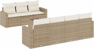 vidaXL Vidaxl - Juego De Sof&aacute;s De Jard&iacute;n Con Cojines Beige 8 Pzas Rat&aacute;n Pe