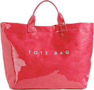 Generic PVC Tote Bag for Women, Large Plastic Tote Bag for Work Letter Print bag Kraft Paper Work Handbags Purses (Rose Red)
