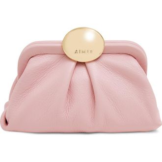Aim&eacute;e Mini Full Circle Leather Frame Crossbody Clutch in Ballet Pink at Nordstrom