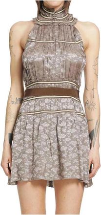 Charlotte Knowles Freya Dress - Dames - Korte kleedjes - Bruin - XS - Leer - Kleedjes