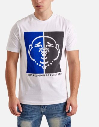 True Religion Mens True Religion 108323 Mens Graphic T Shirts Logo Crew Neck Half Sleeve Cotton Tee - White - Size: 44