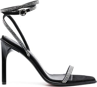 Lanvin Elegant Femme crystal-embellished sandals - women - Calf Leather/Rubber/glass/Calf Leather/Calf Leather - 35 - Black