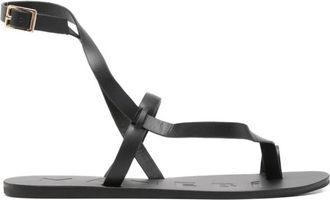 Maneb&igrave; Flat Sandals, female, Black, Size: 11 US Leather Sandals