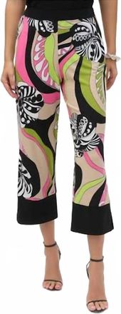 Joseph Ribkoff Silky Knit Retro Print Pant In Black